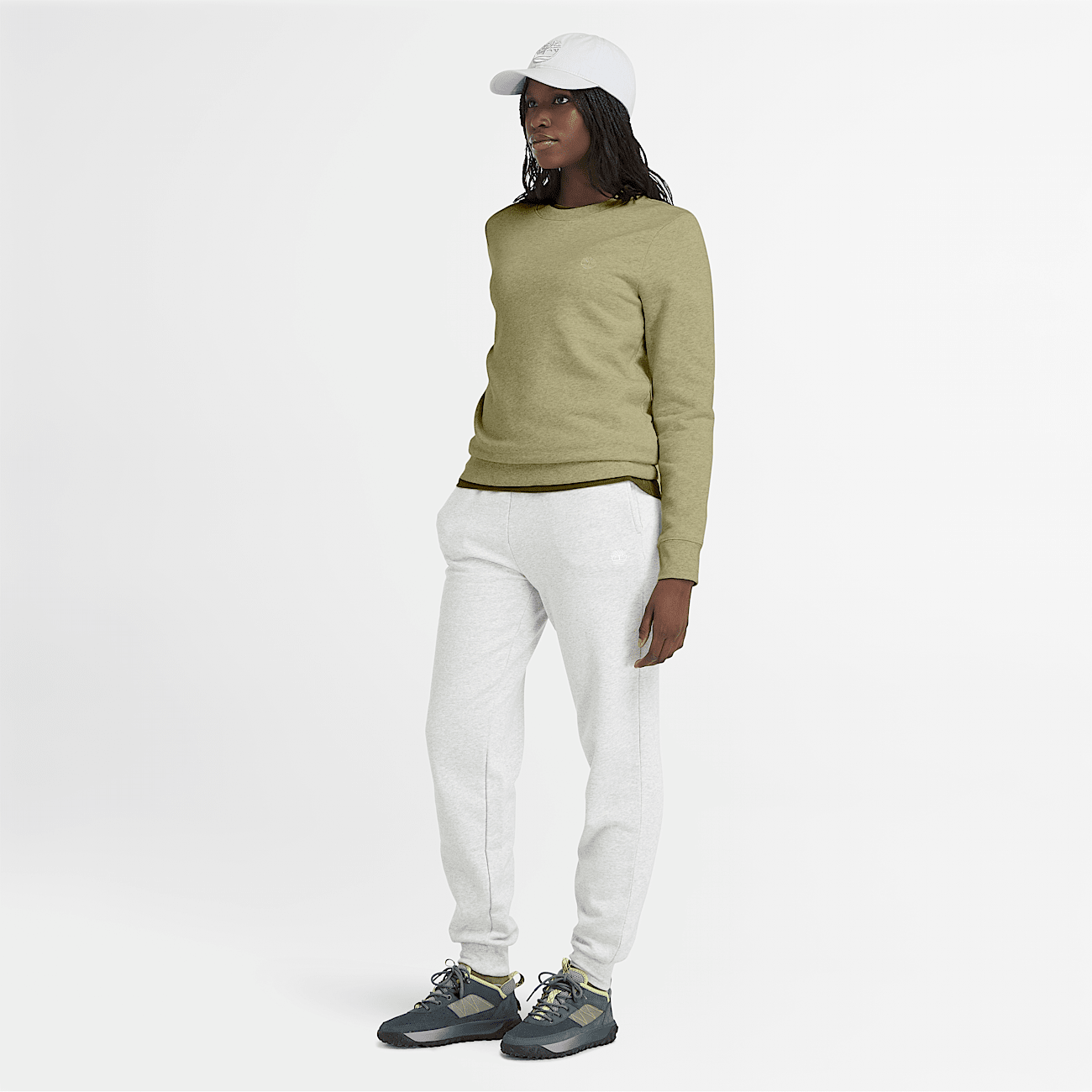 Brushed Back Crew Sweatshirt for Women in Green