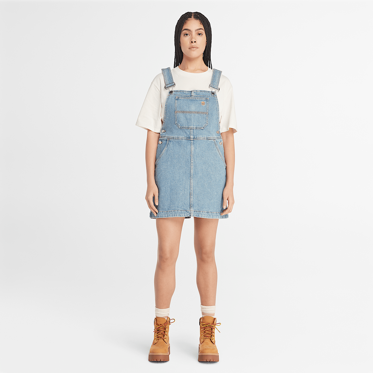 Lightweight denim dungarees top