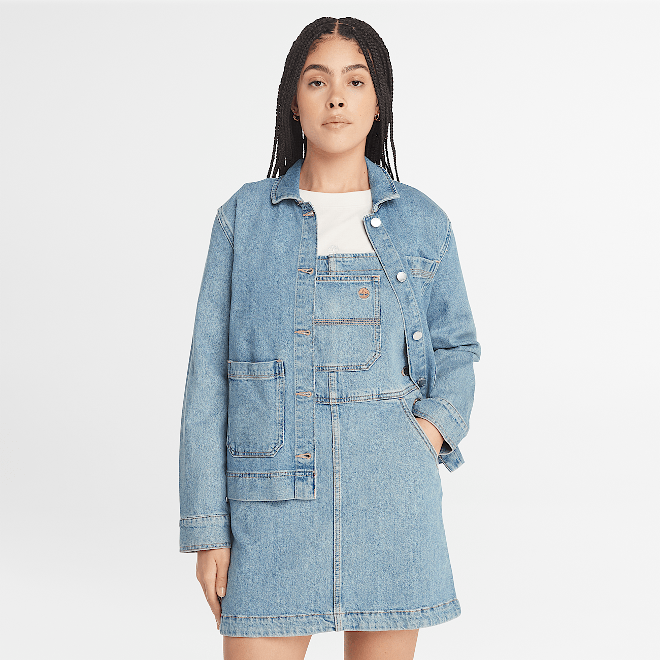 Women's denim chore jacket top