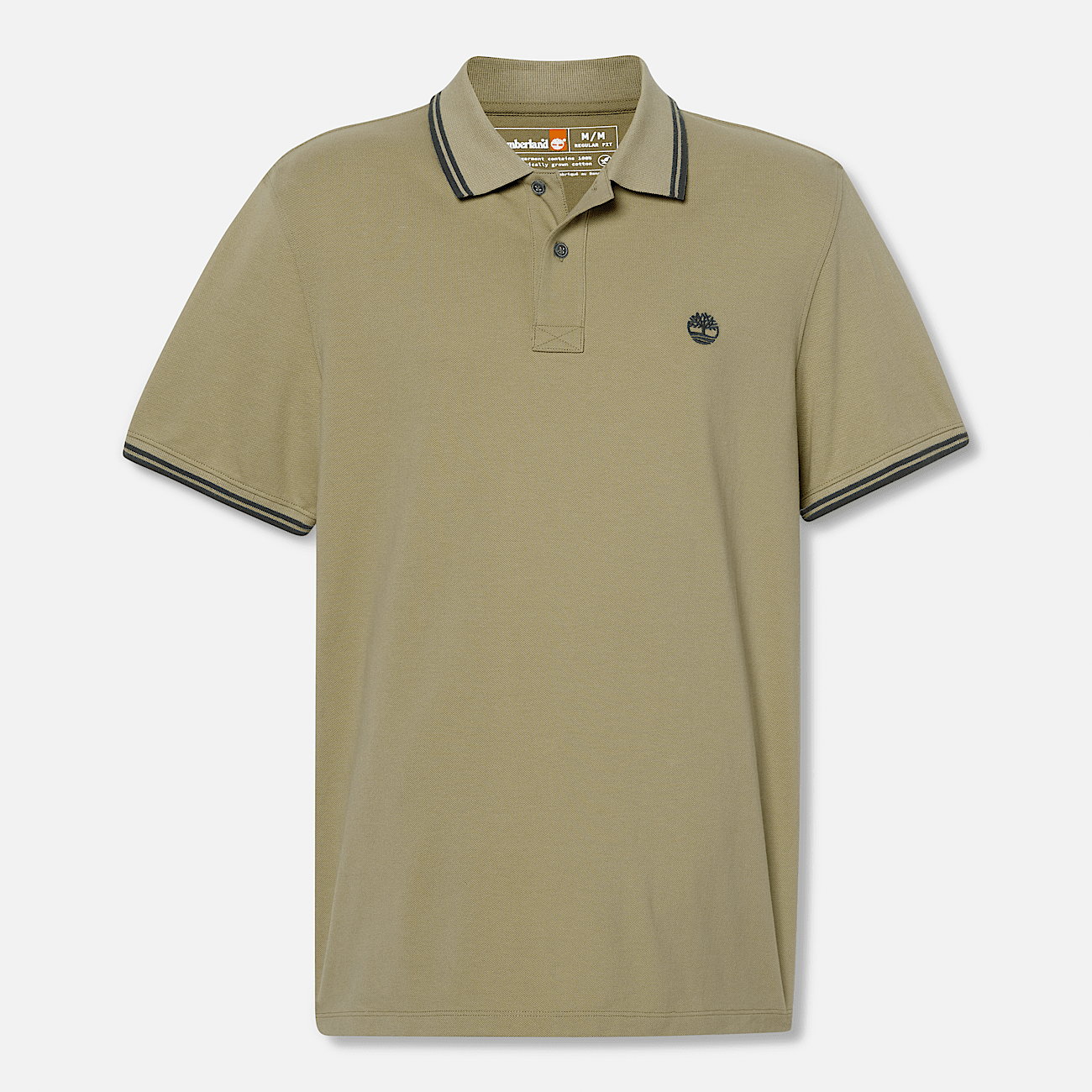 Tipped Pique Polo Shirt for Men in Green