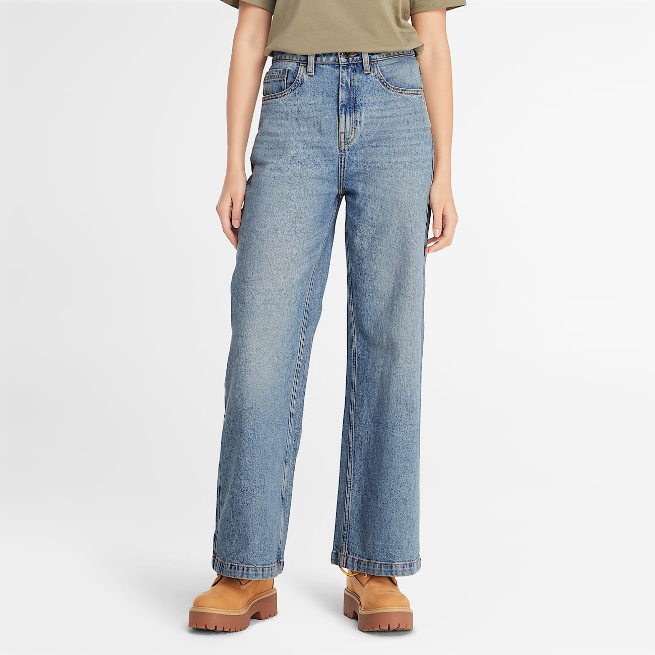 Pantalones vaqueros de estilo carpintero con tecnologia Refibra para mujer en azul
