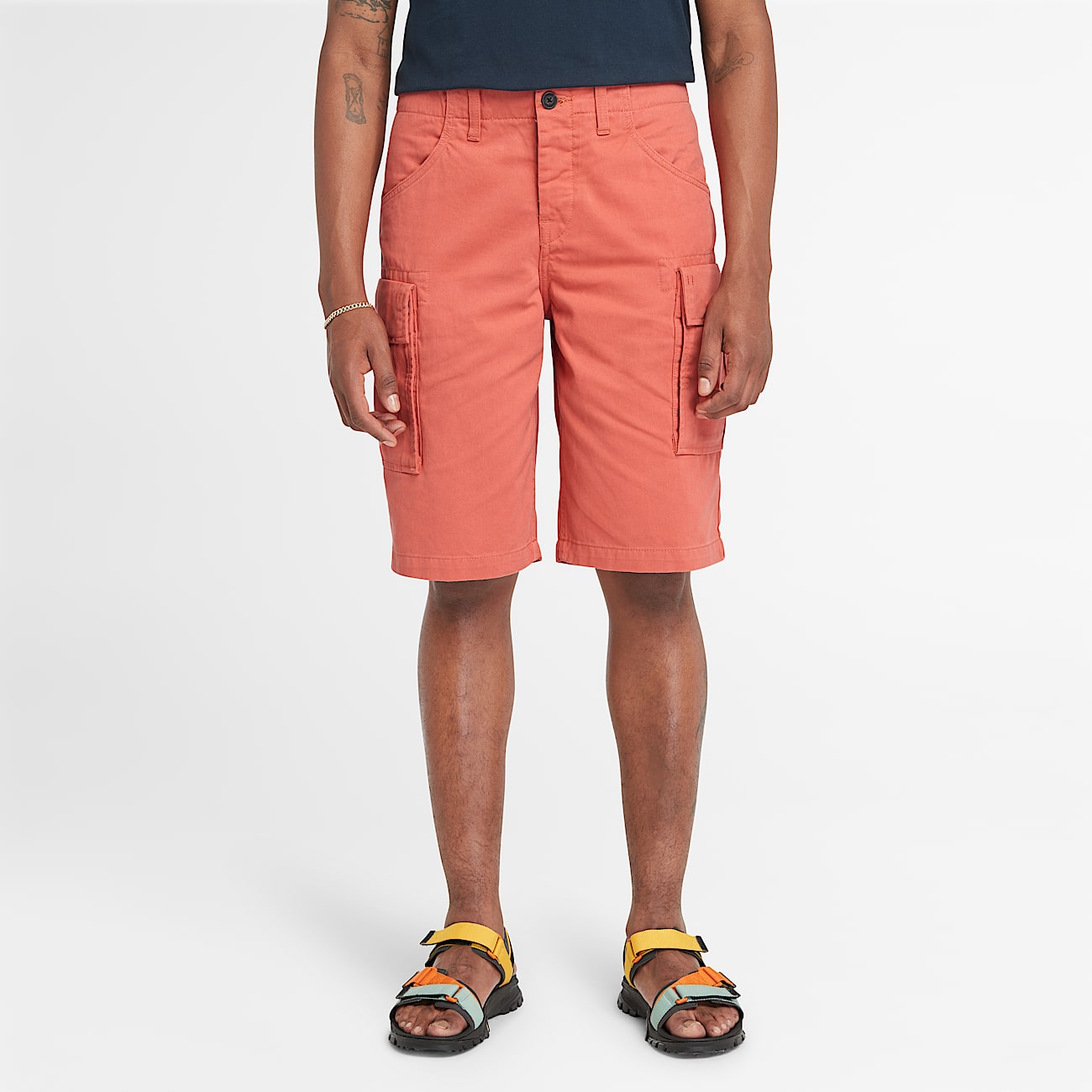 Twill Cargo Shorts for Men in Light Orange