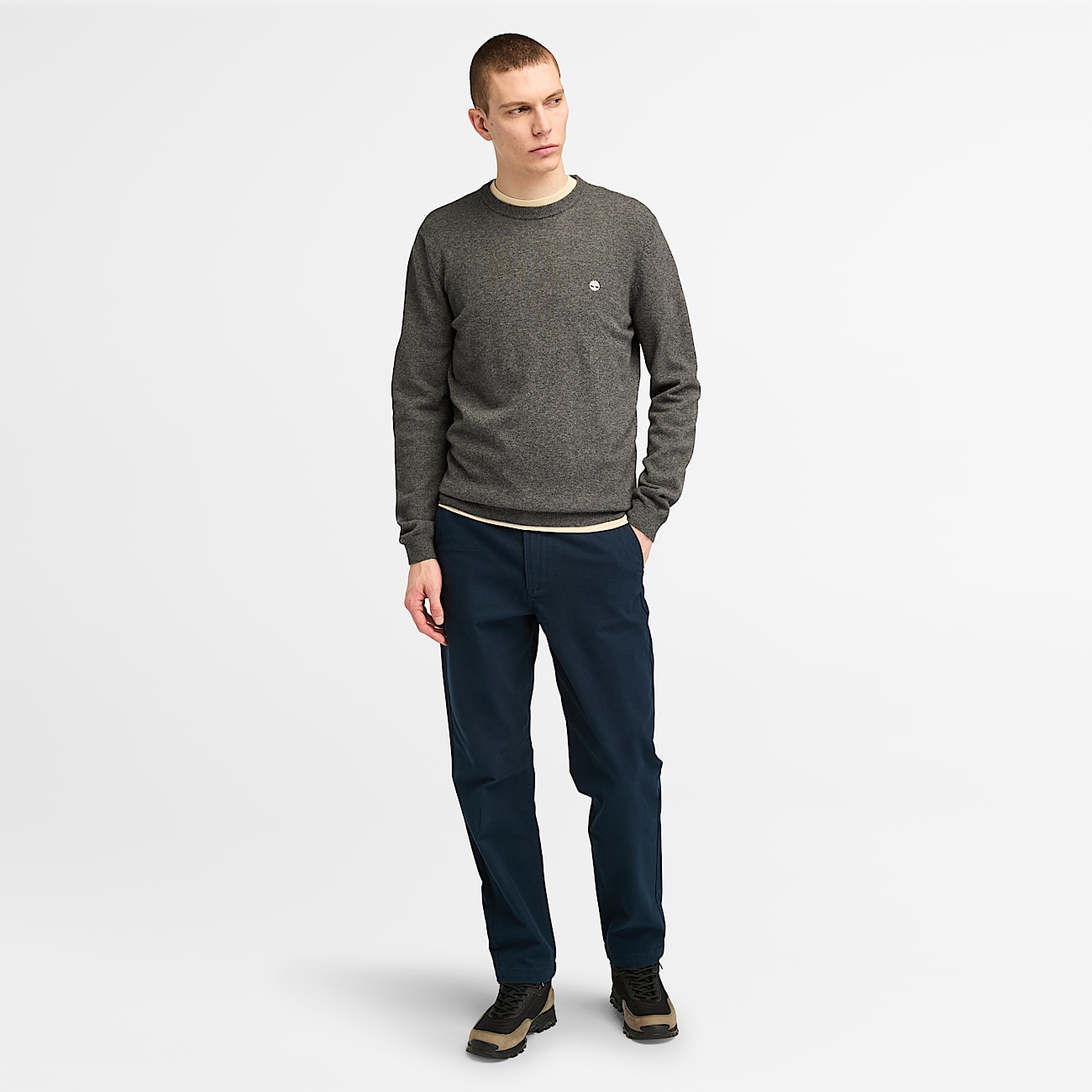 Cohas Brook Merino Crew Neck Jumper for Men in Dark Grey