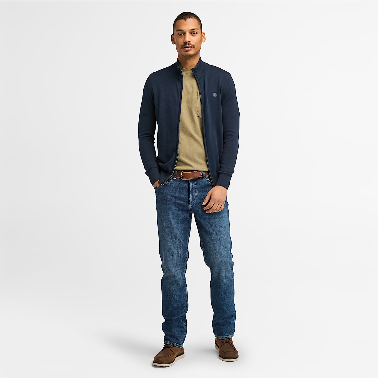 Pull zippe Williams River pour homme en bleu fonce