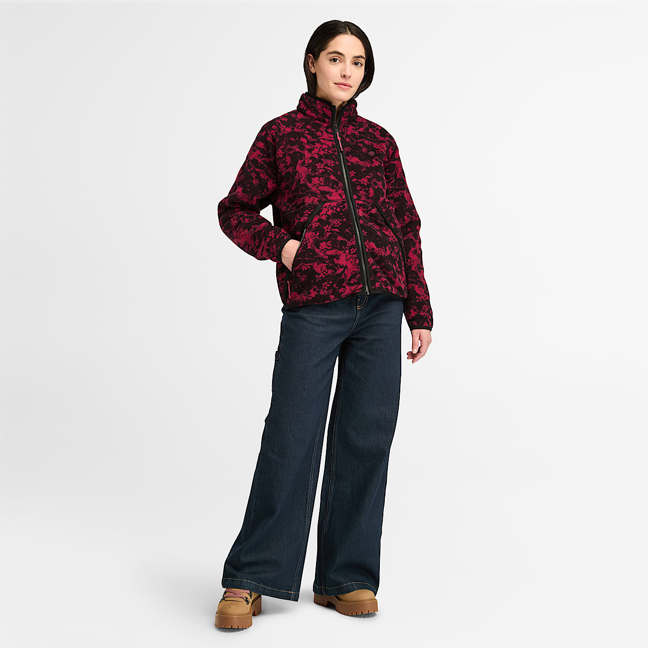 Printed fleece jacket women's sale
