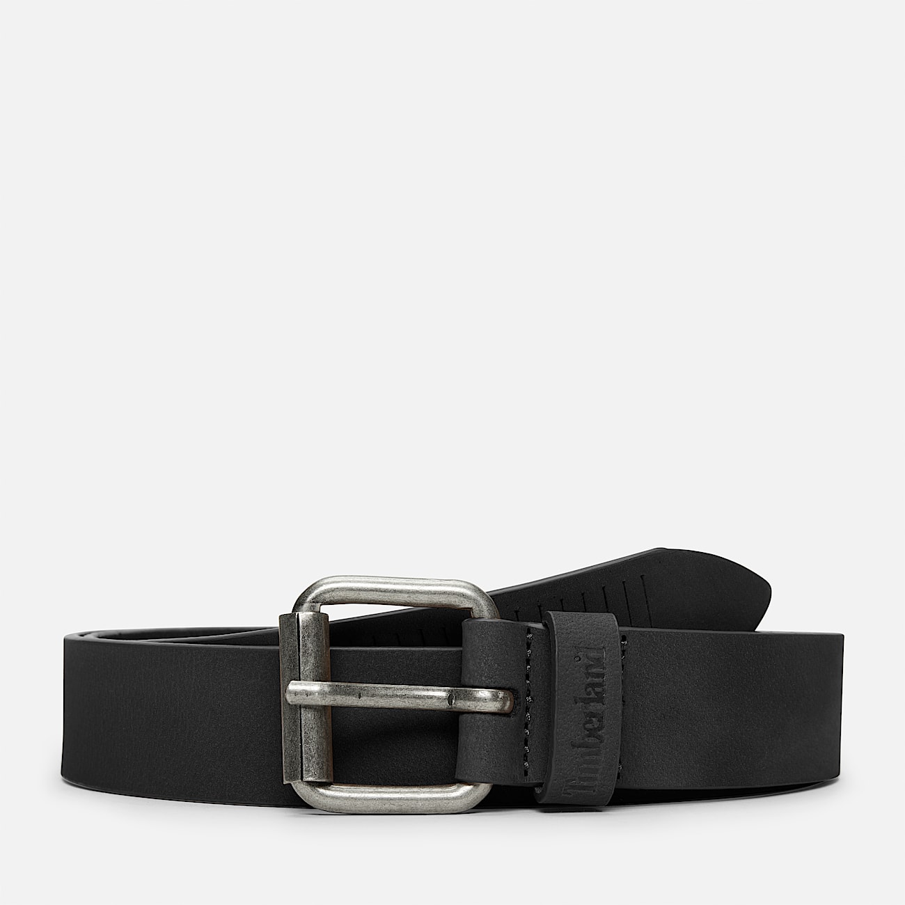Ceinture en nubuck 35 mm a decoupes verticales pour homme en noir