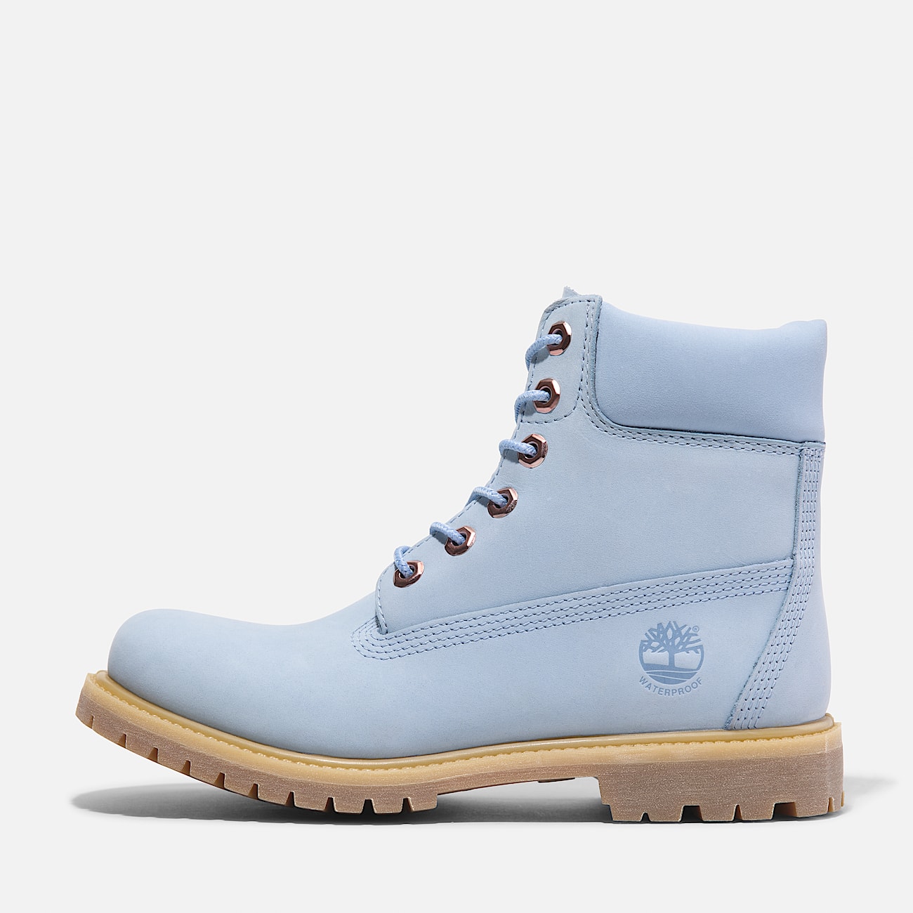 Timberland Premium 6 Inch Lace Up Waterproof Boot for Women in Light Blue