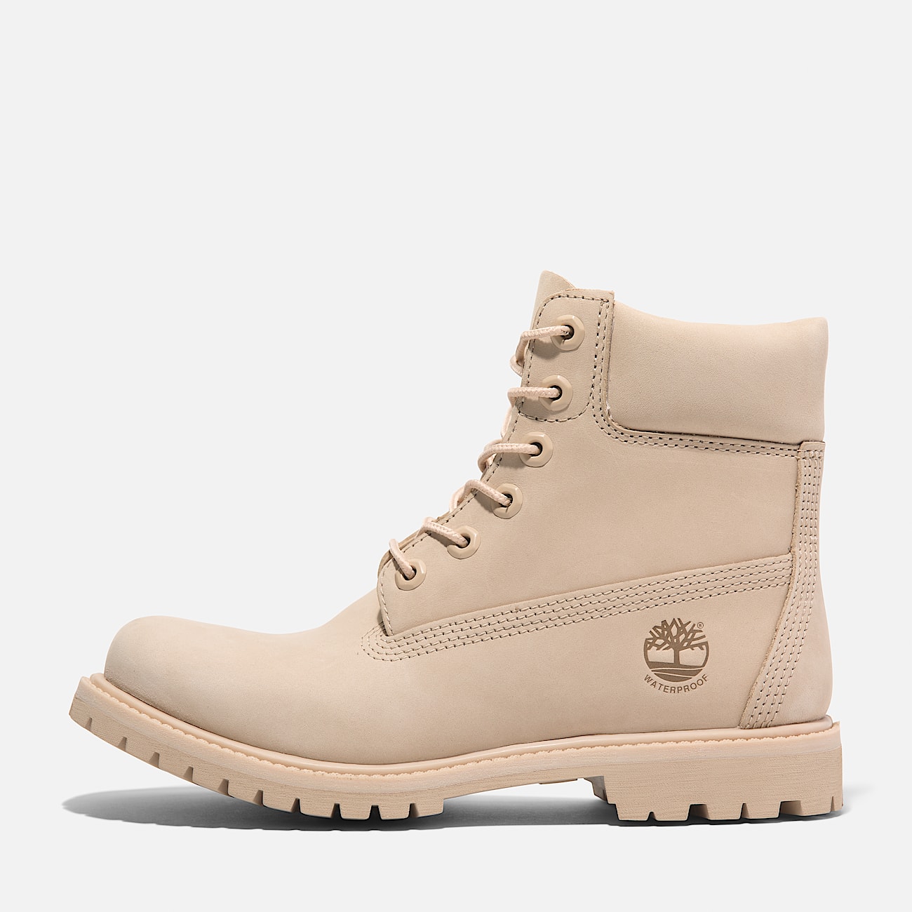 Timberland Premium 6 Inch Lace Up Waterproof Boot for Women in Beige