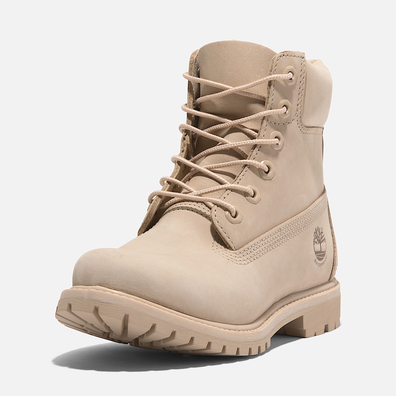 Timberland Premium 6 Inch Lace Up Waterproof Boot for Women in Beige