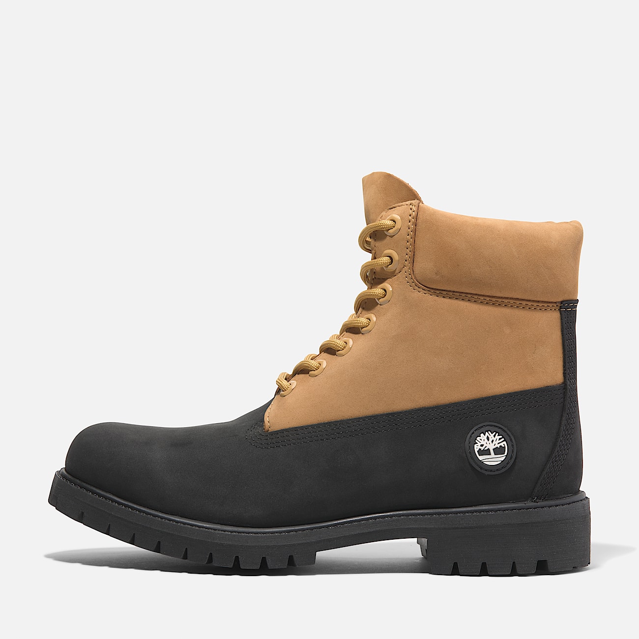 Timberland Premium 6 Inch Lace Up Waterproof Boot for Men in Black Yellow