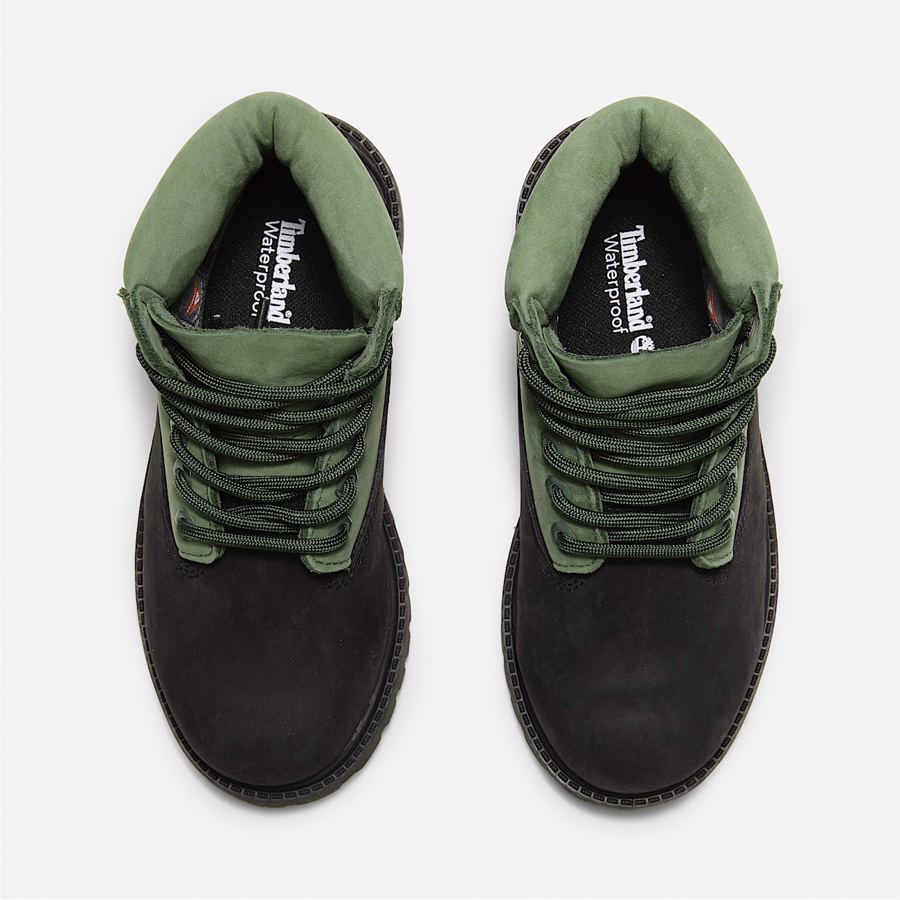 Timberland Premium 6 Inch Lace Up Waterproof Boot for Youth in Black Green