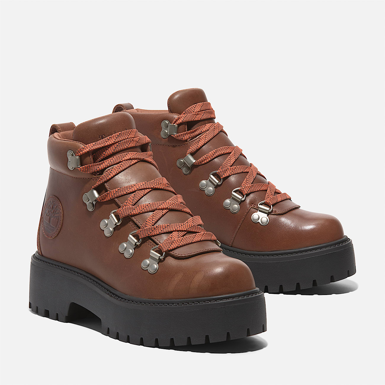 Stone Street Lace up Platform Hiker for Women in Brown