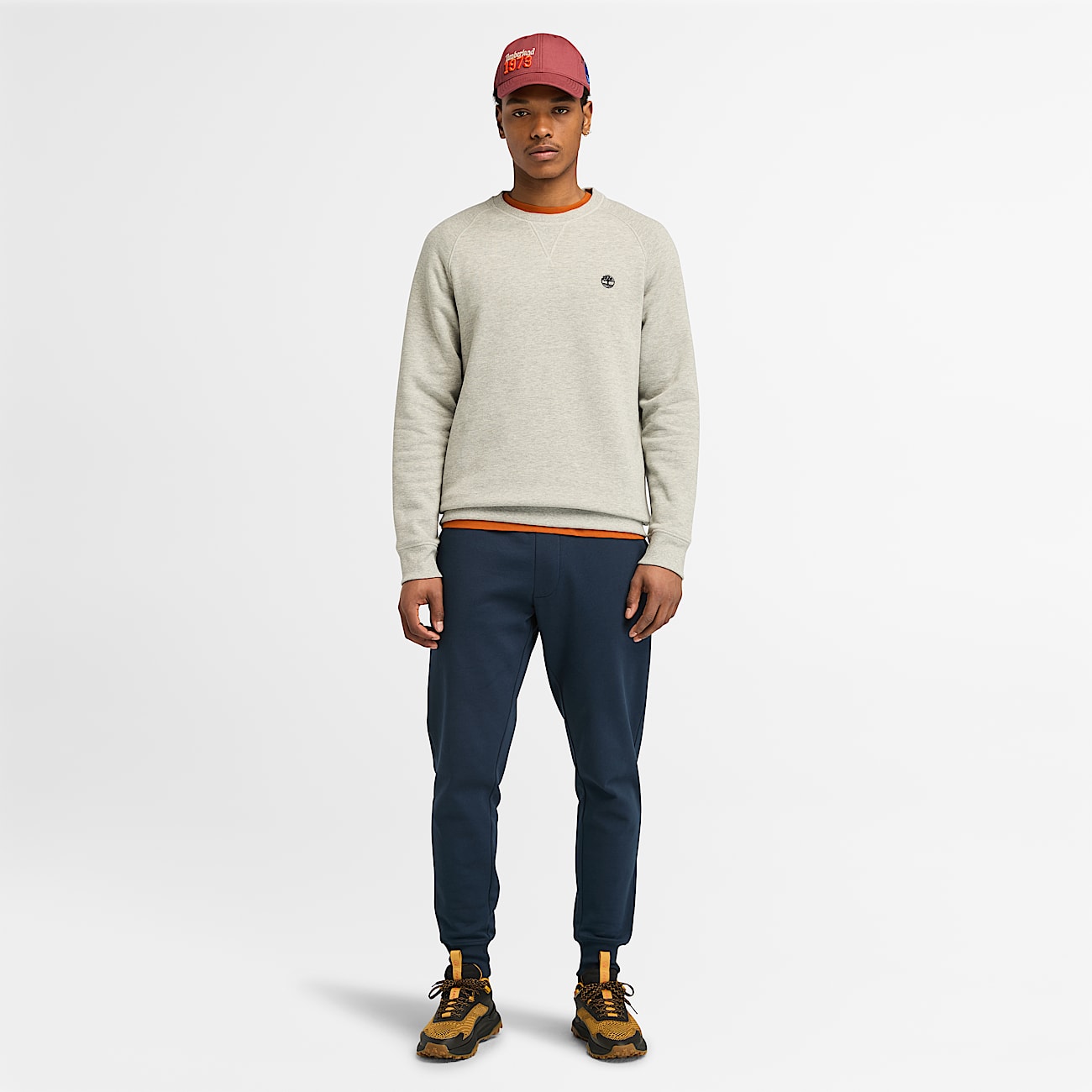Exeter River Brushed back Crew Sweatshirt for Men in Light Grey