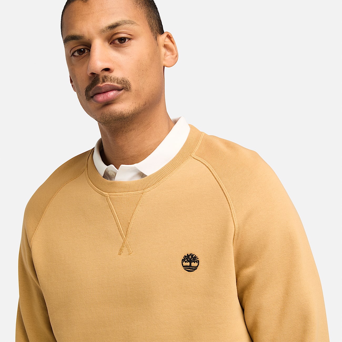 Exeter River Brushed back Crew Sweatshirt for Men in Yellow