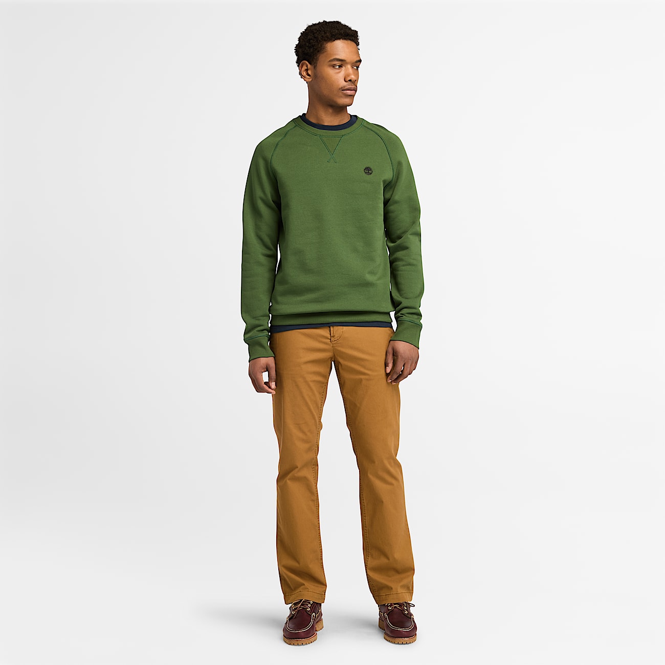 Exeter River Brushed back Crew Sweatshirt for Men in Green