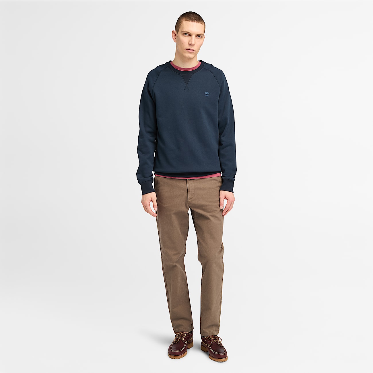 Exeter River Brushed back Crew Sweatshirt for Men in Dark Blue