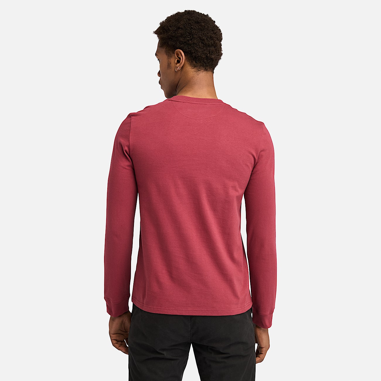 T shirt manche longue rouge homme discount