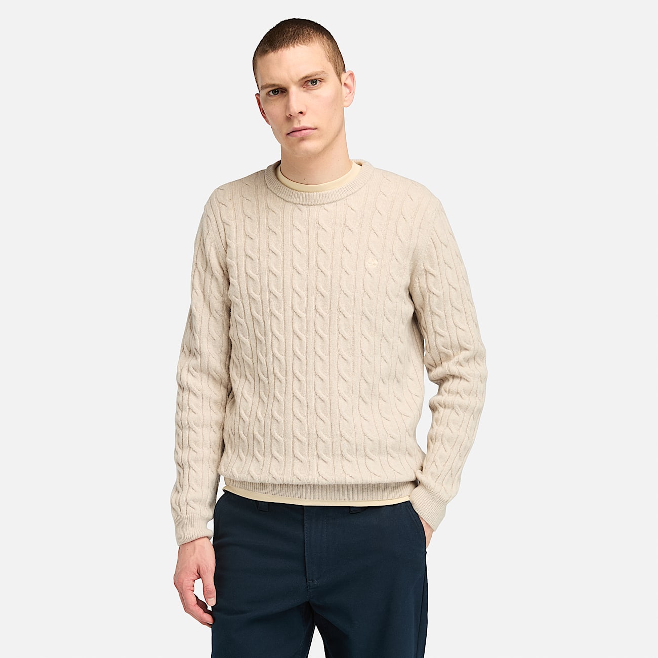 Beige crew neck jumper sales