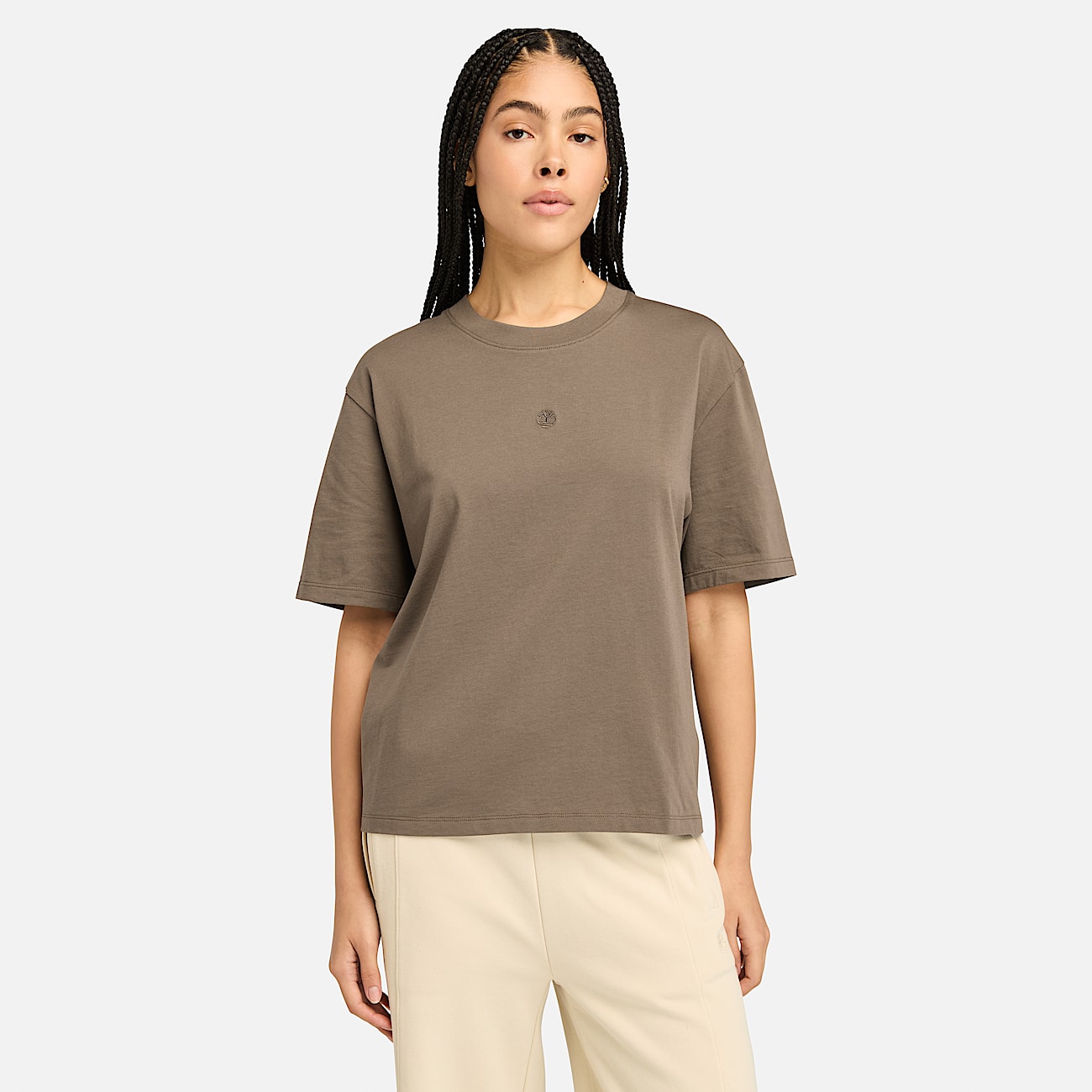 T shirt a Maniche Corte Lush da Donna in marrone