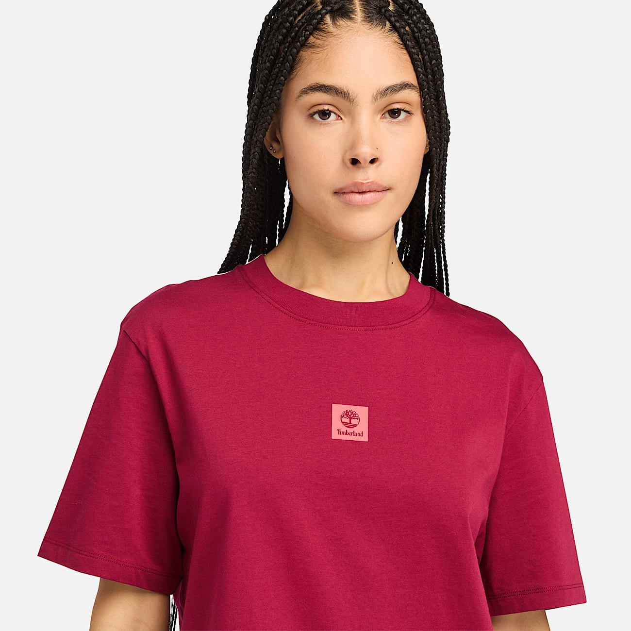 Stack Logo T shirt met korte mouwen voor dames in rood