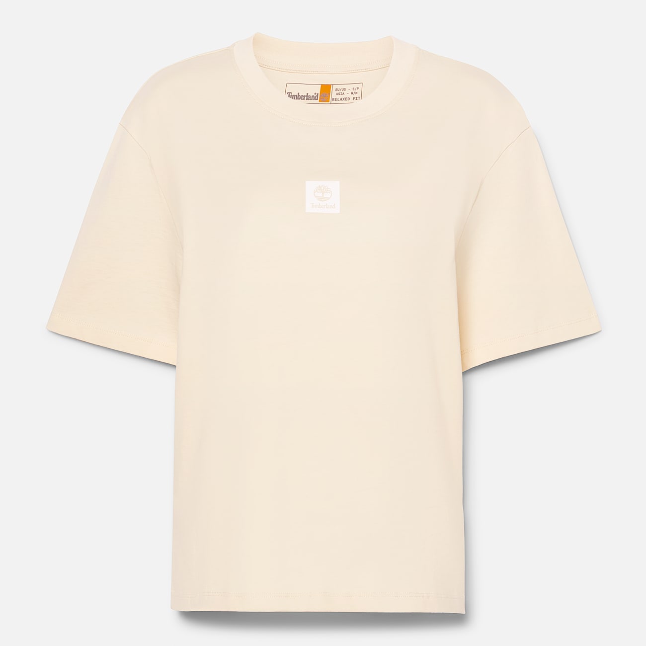 Kurzarm-T-Shirt mit gestapeltem Logo für Damen in Beige