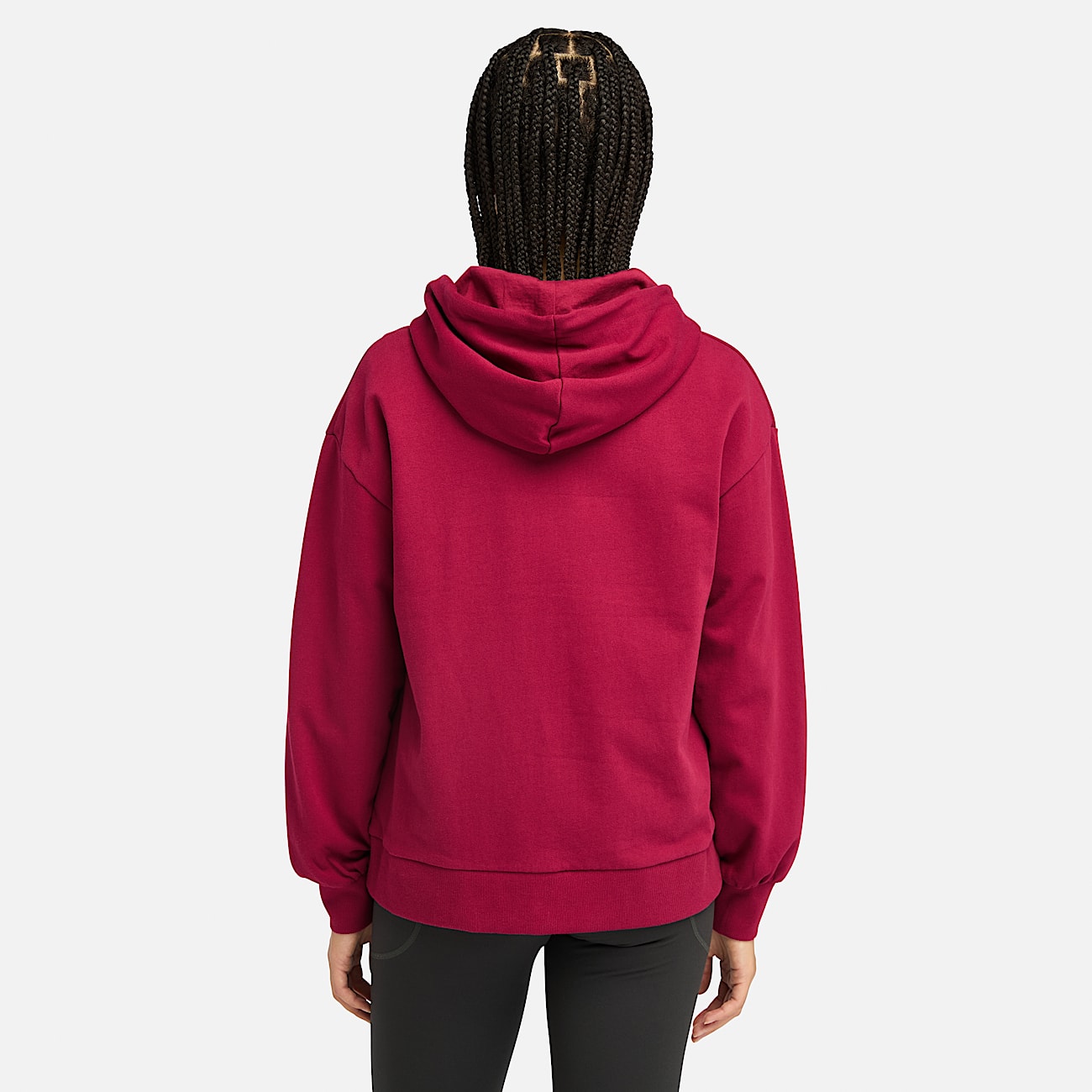 Stack Logo Loop Back Hoodie for Women in Dark Red