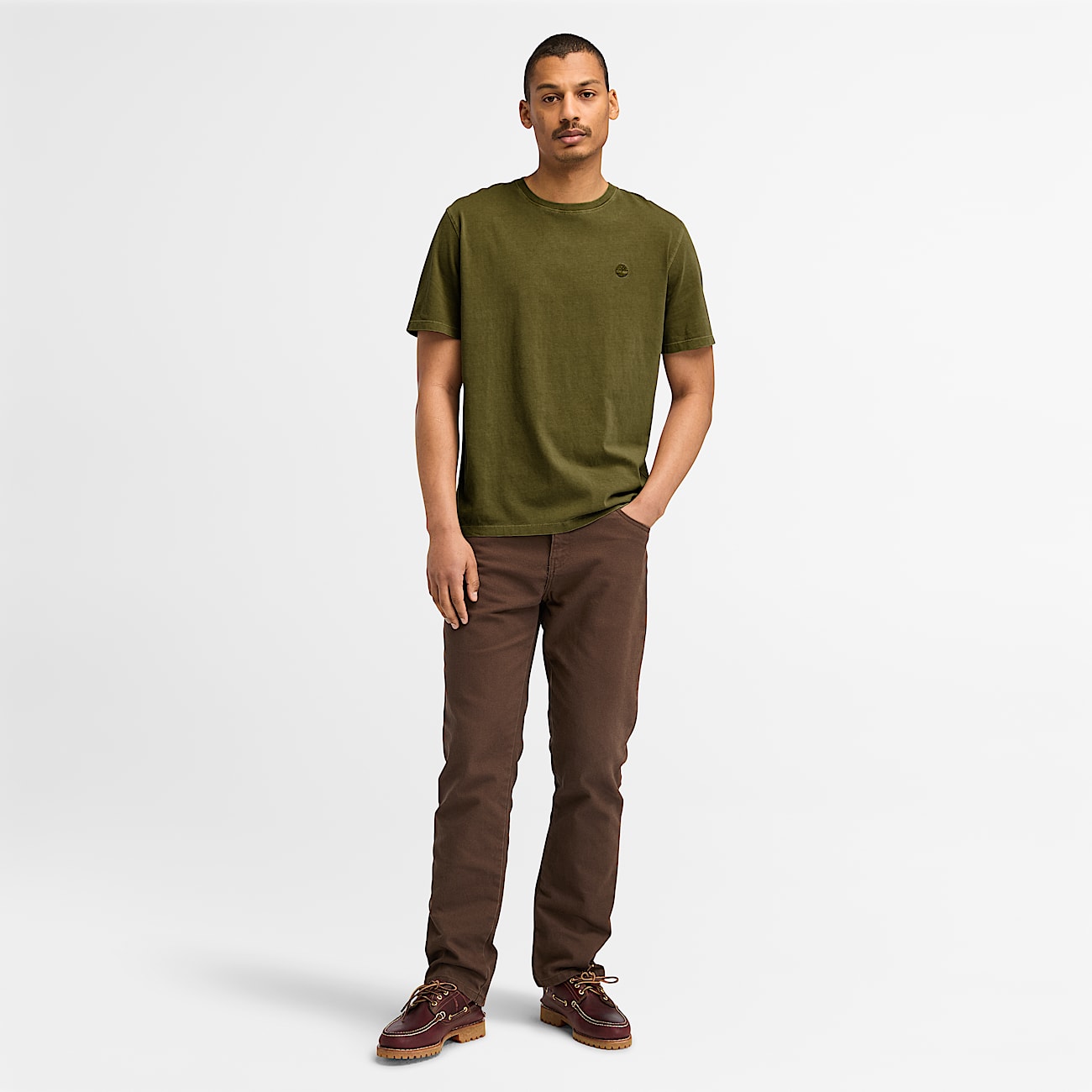 Relaxed-Fit Short-Sleeved Tee - Green Dip Dye