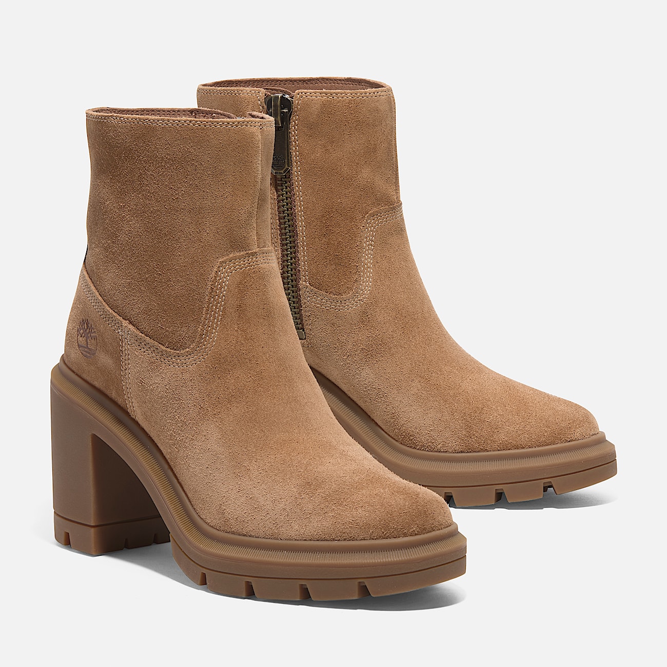 Bottines mi hautes zippees Allington Height pour femme en daim marron clair