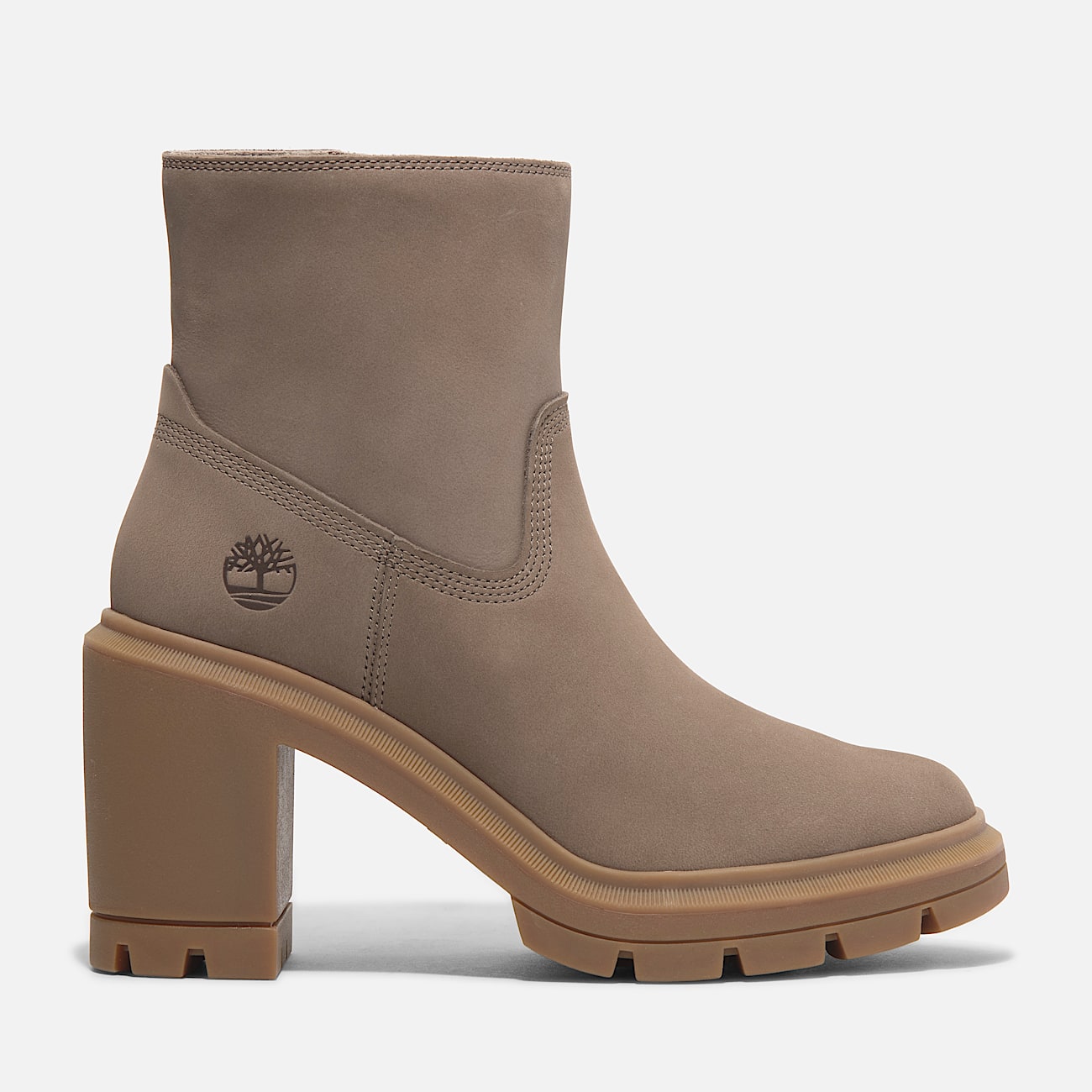 Bota de tacon de media cana con cremallera Allington para mujer en beis