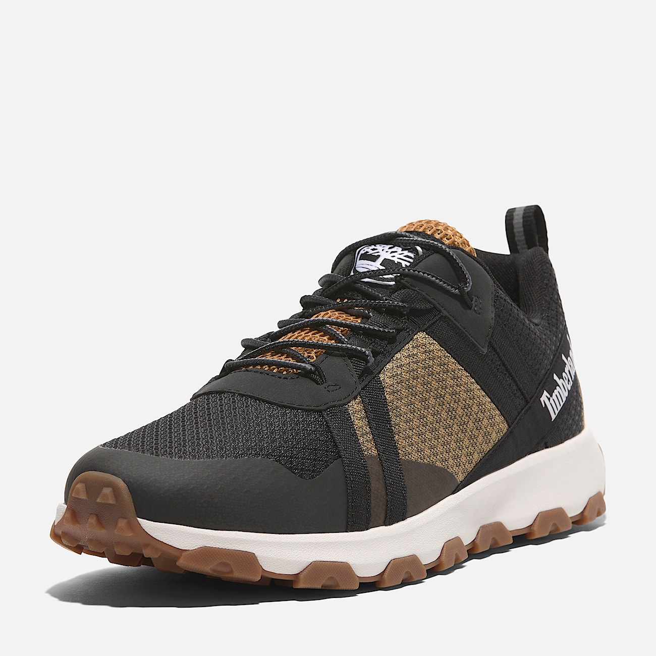 Winsor Low Lace Up Waterproof Trainer for Men in Black Yellow