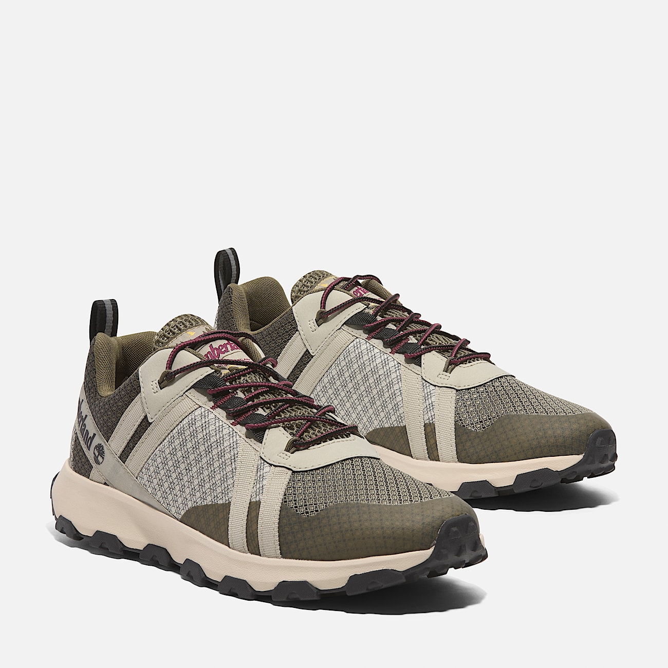 Winsor Low Lace-Up Waterproof Trainer for Men in Beige & Green