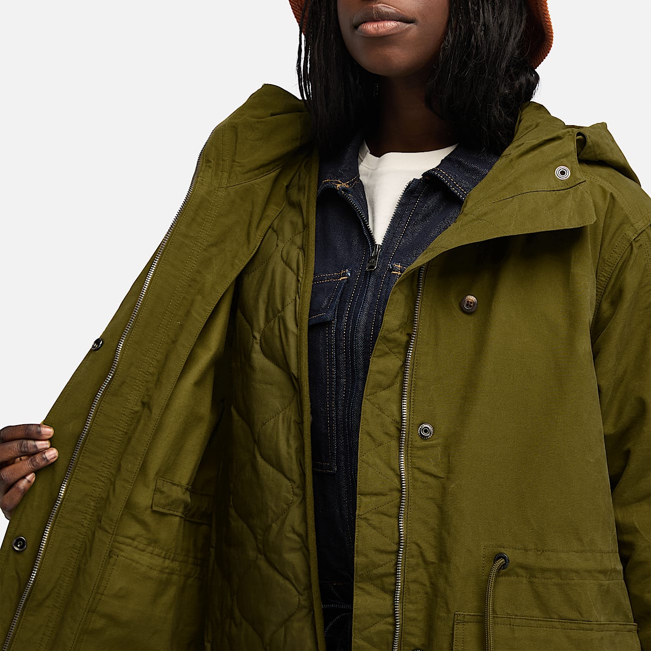Parka de ville legere et isolee 2 en 1 pour femme en vert