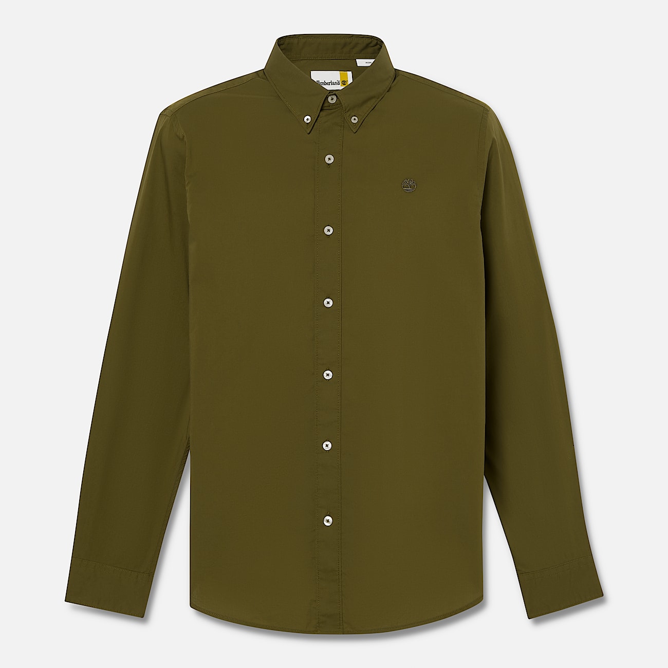 Camicia a Maniche Lunghe in Popeline Elasticizzato da Uomo in verde