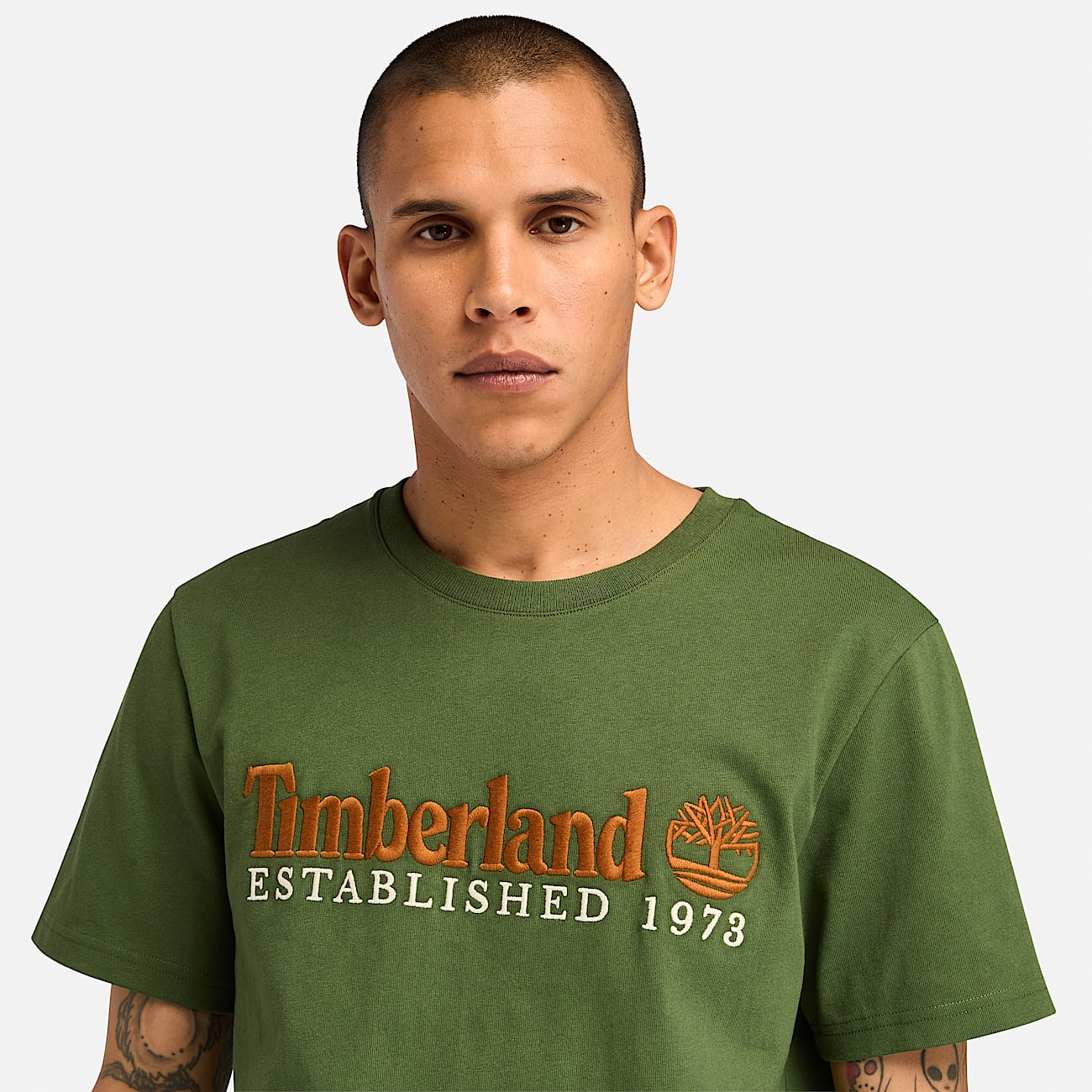 Embroidered Established 1973 T Shirt for Men in Green