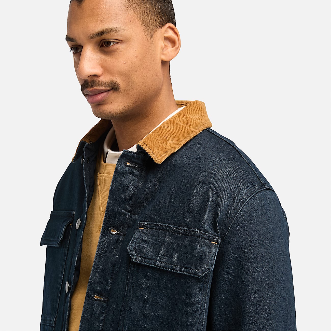 Trucker Insulated Denim Jacket for Men in Dark Blue