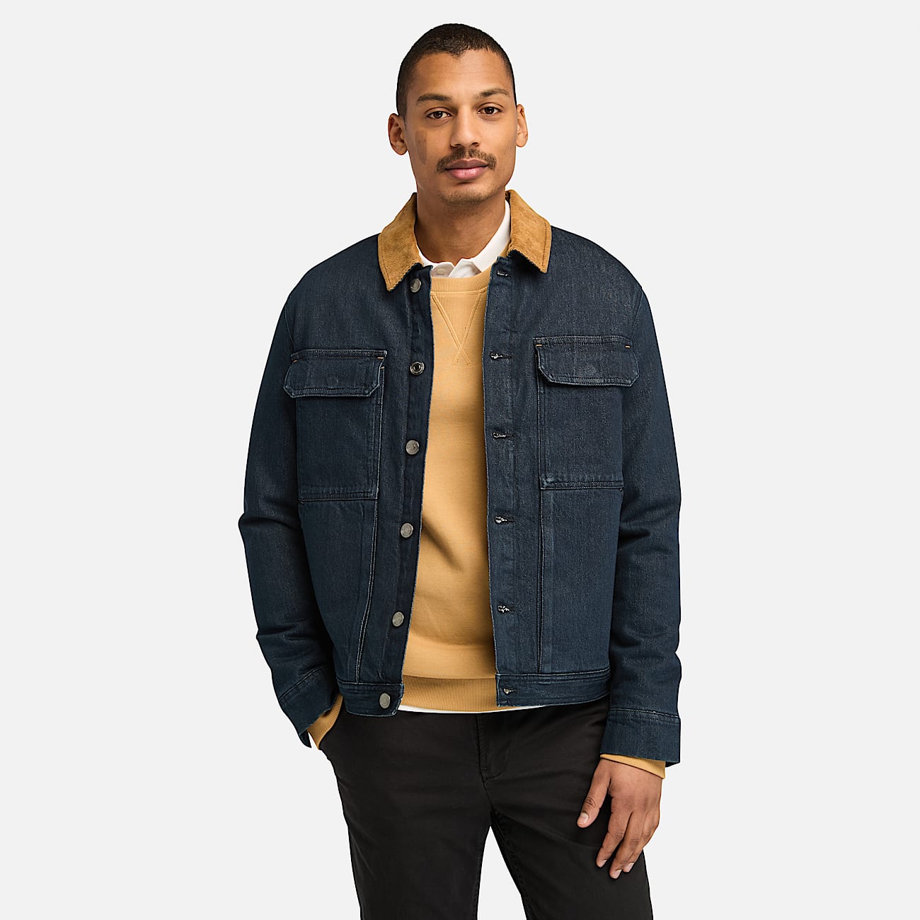 Trucker Insulated Denim Jacket for Men in Dark Blue