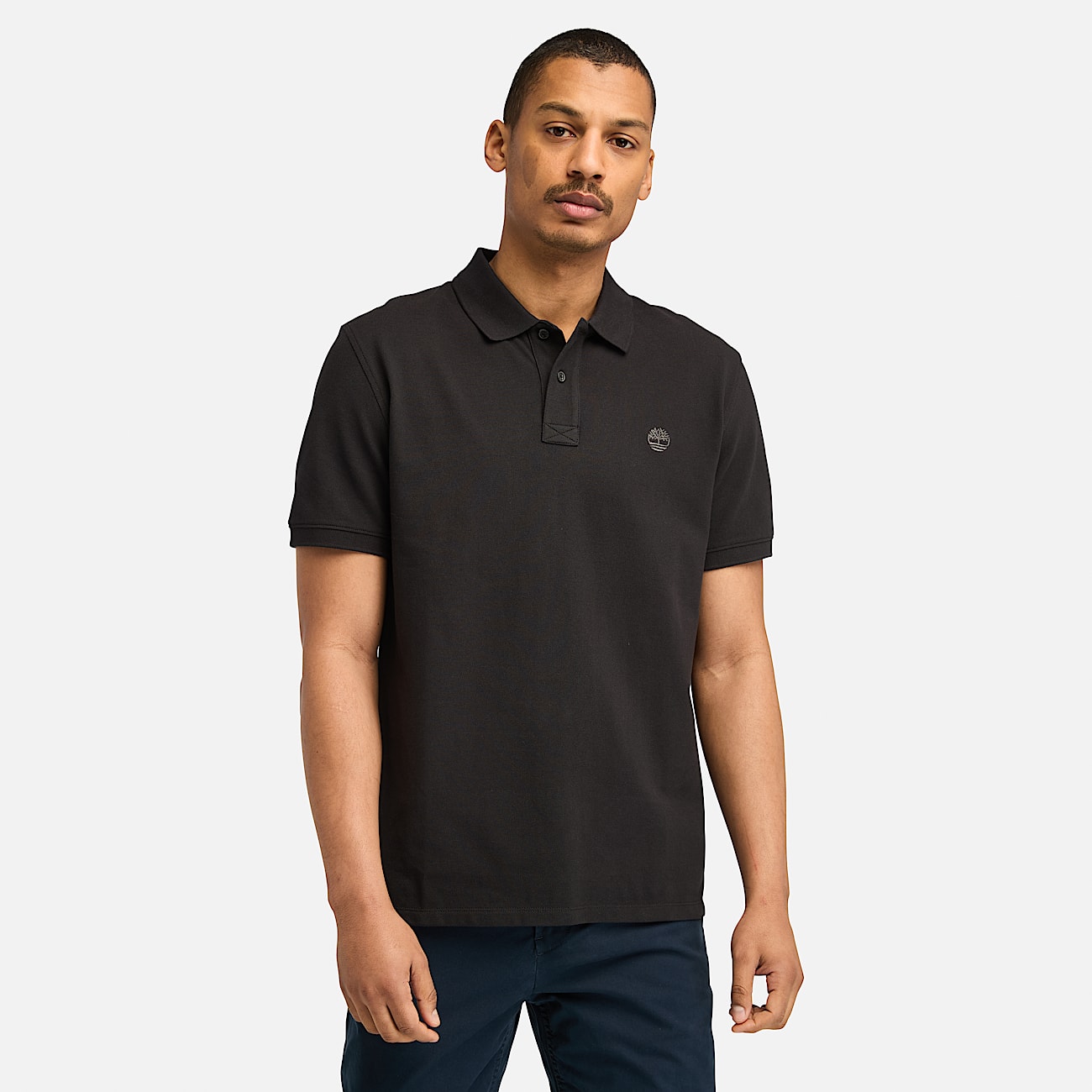 Millers River pique poloshirt met korte mouwen voor heren in zwart