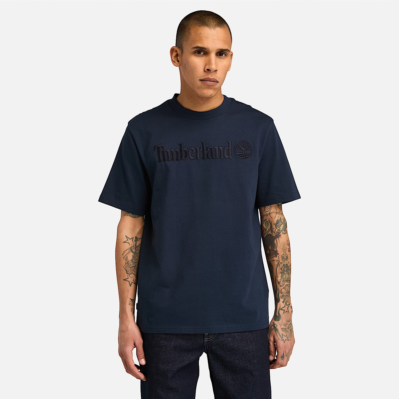 Hampthon T shirt met korte mouwen voor heren in donkerblauw