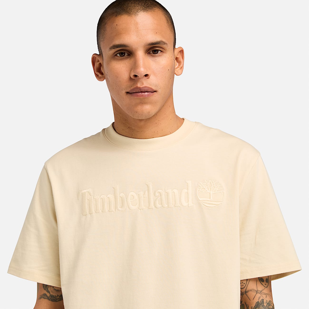 Hampthon T shirt met korte mouwen voor heren in beige