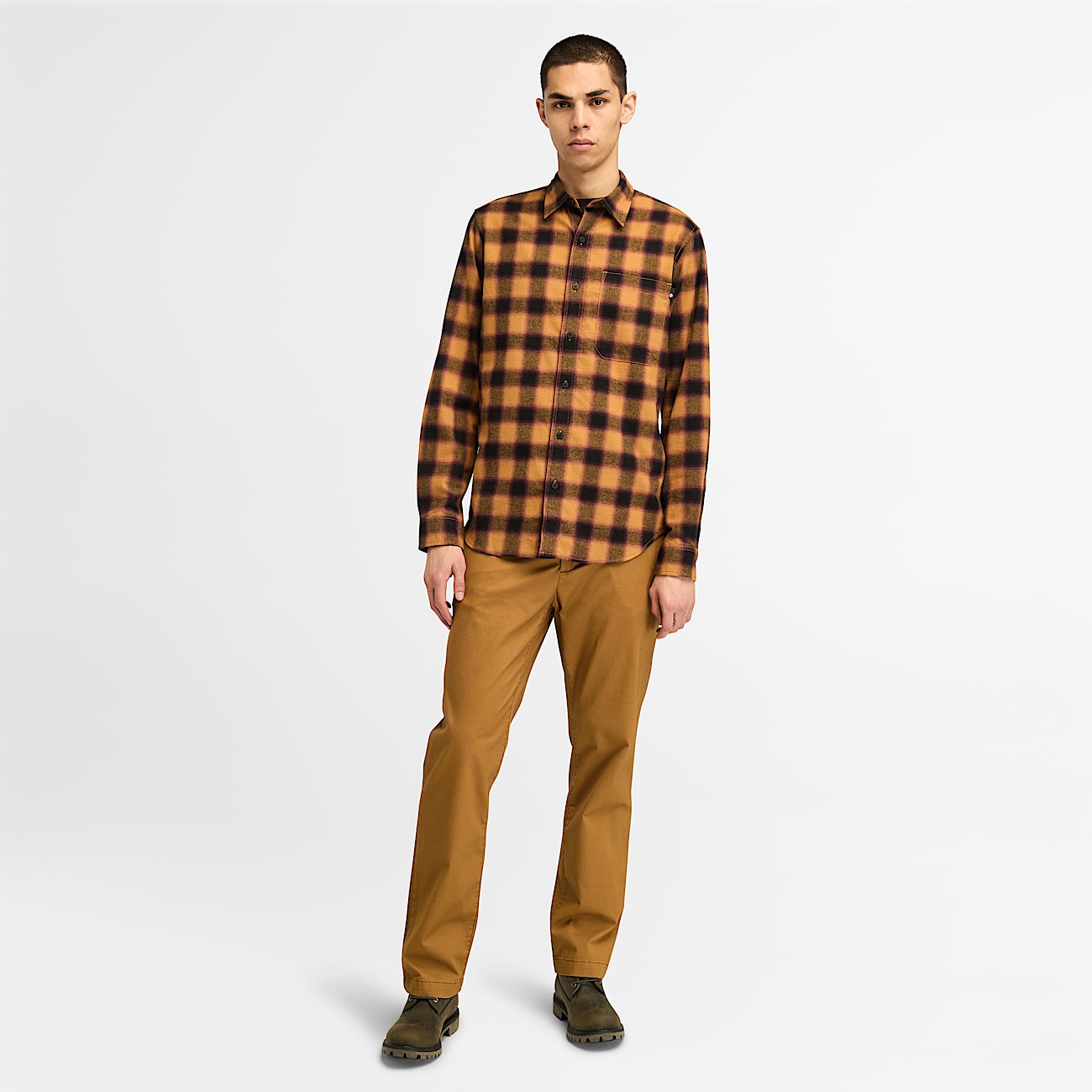 Camisa de franela para hombre en amarillo