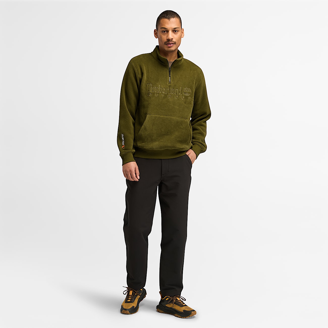 Polartec Quarter zip Fleece Sweatshirt for Men in Green
