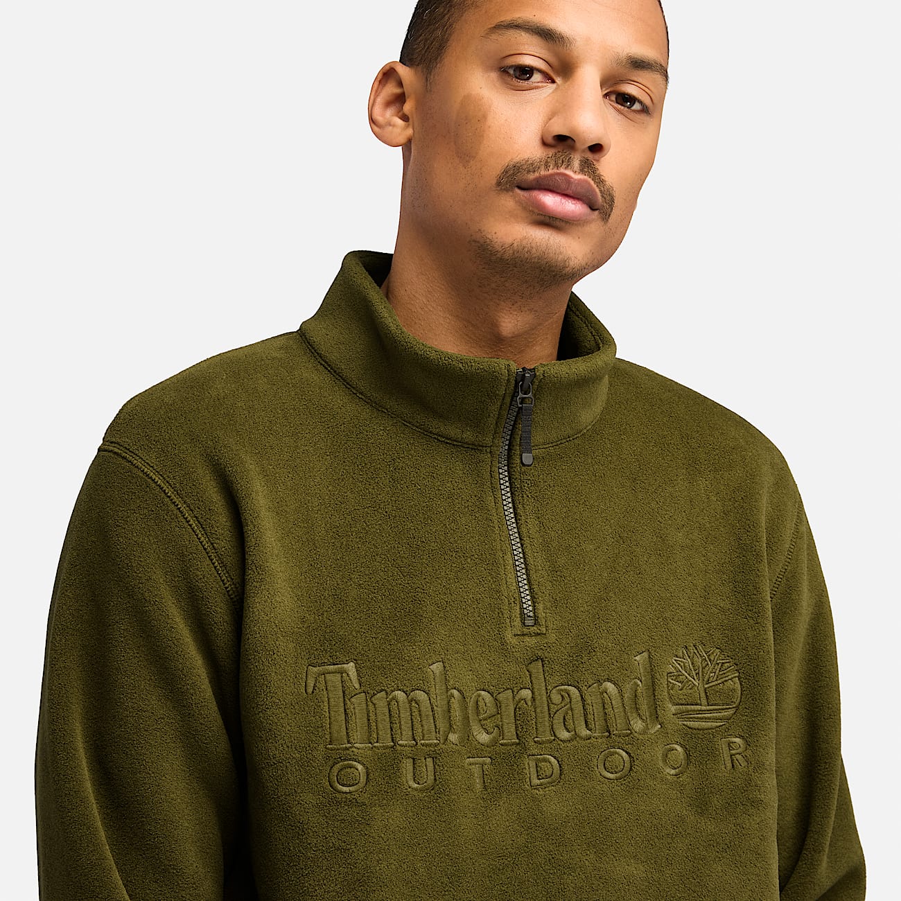 Polartec Quarter zip Fleece Sweatshirt for Men in Green