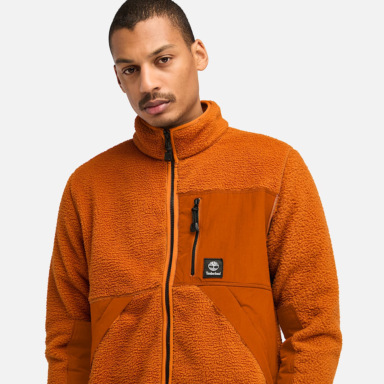 High pile Fleece Jacket for Men in Orange