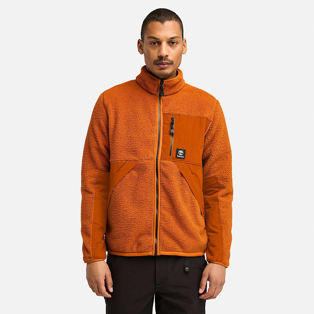 High pile Fleece Jacket for Men in Orange