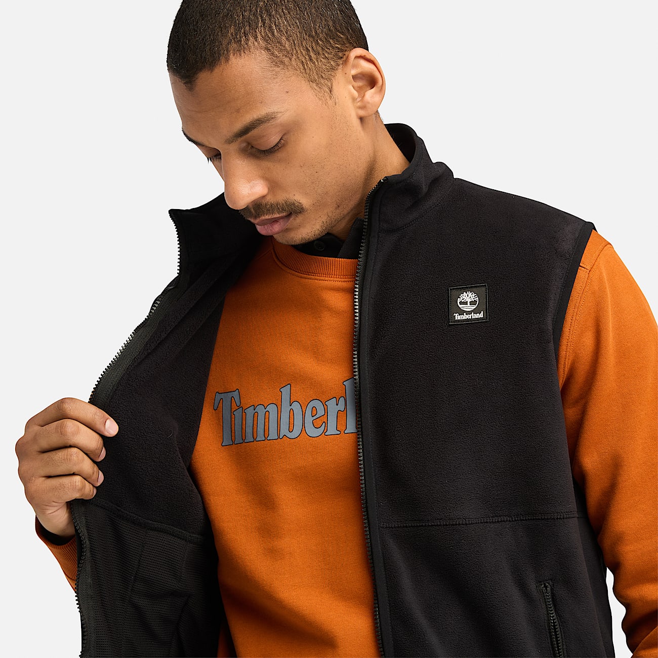 Doudoune sans manches en polaire pour homme en noir