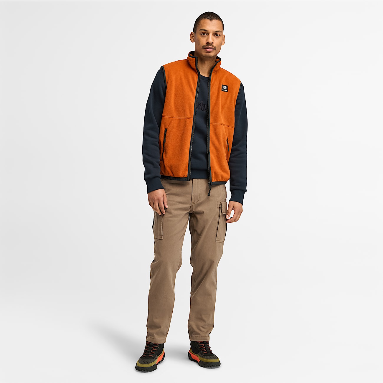 Doudoune sans manches en polaire pour homme en orange
