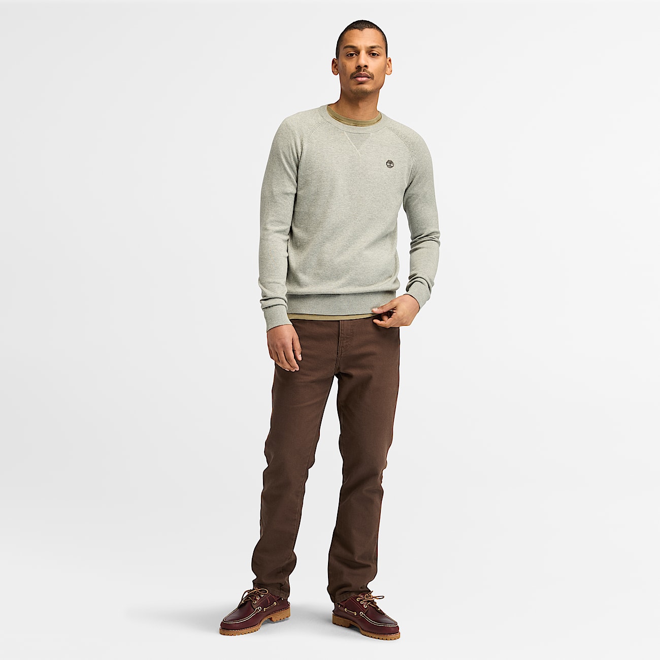 Williams River Cotton Raglan Jumper for Men in Grey