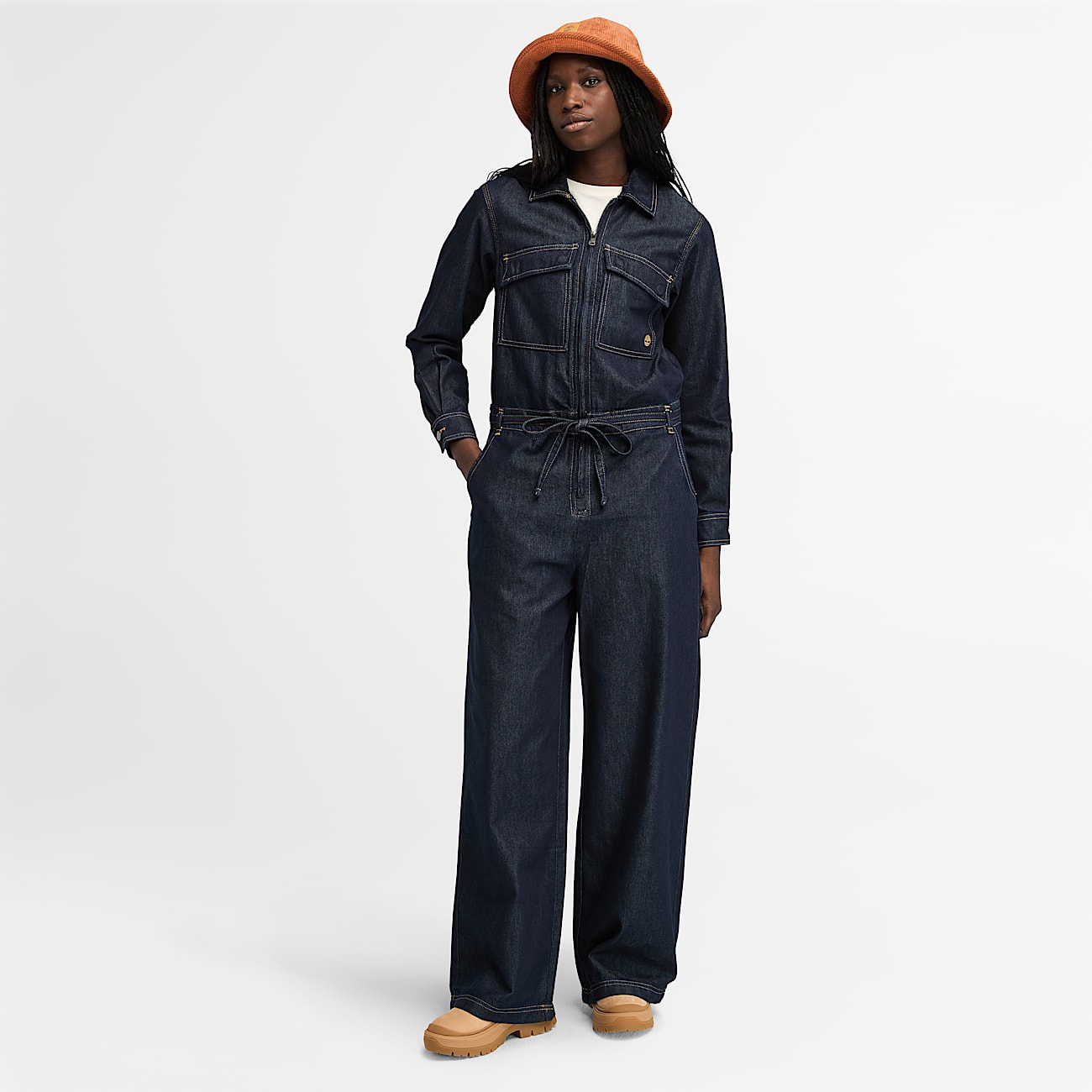 Dark denim boiler suit top