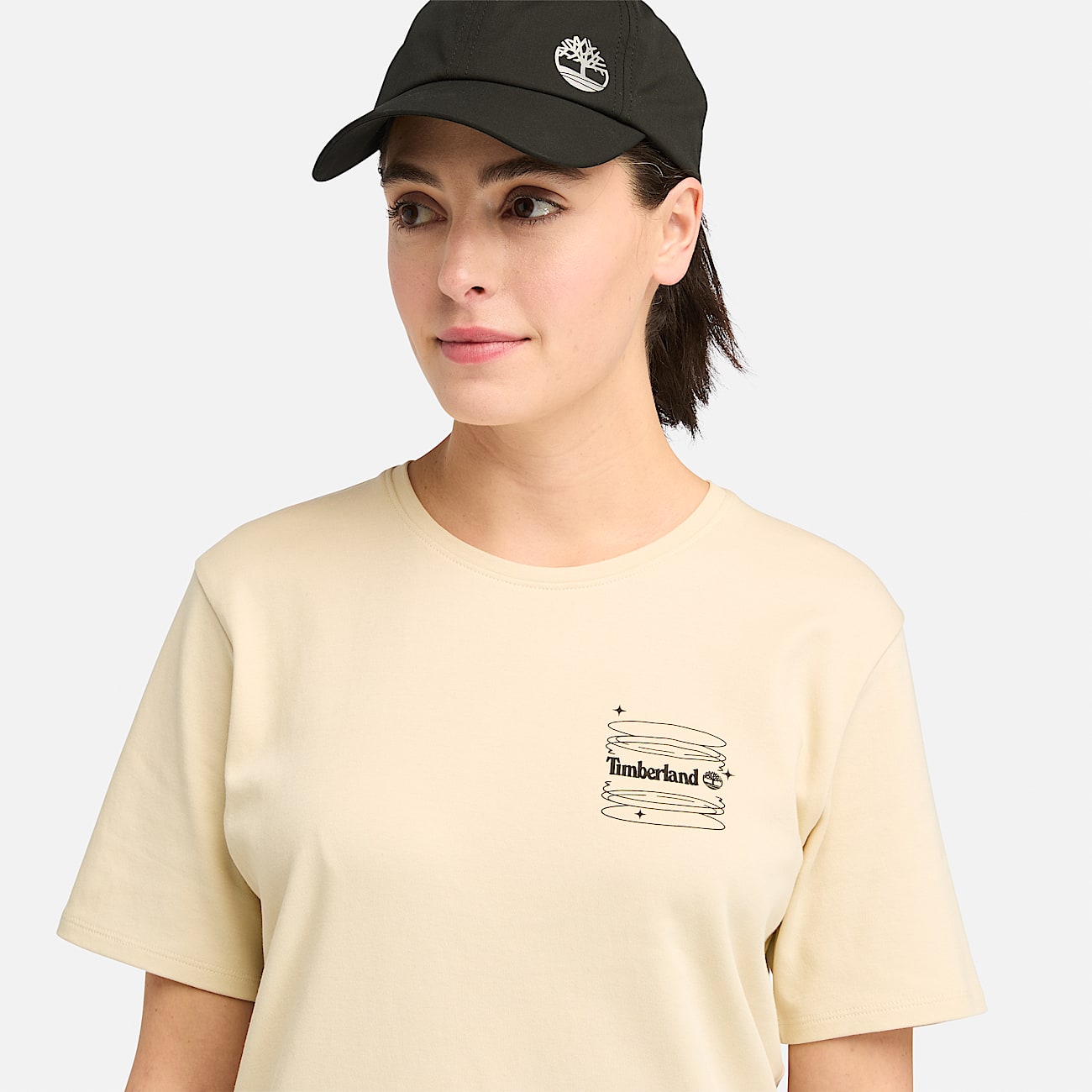 TimberFRESH T Shirt met print op de rug voor dames in beige