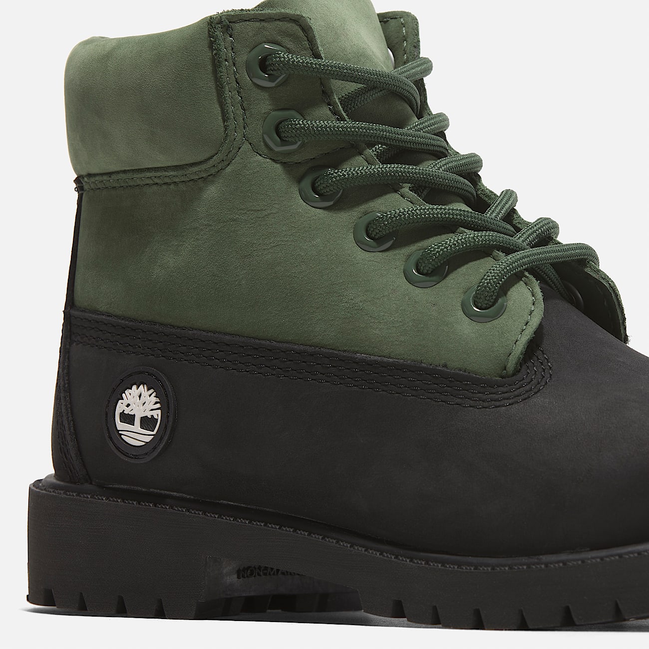 Timberland Premium 6 Inch Lace Up Waterproof Boot for Junior in Black Green